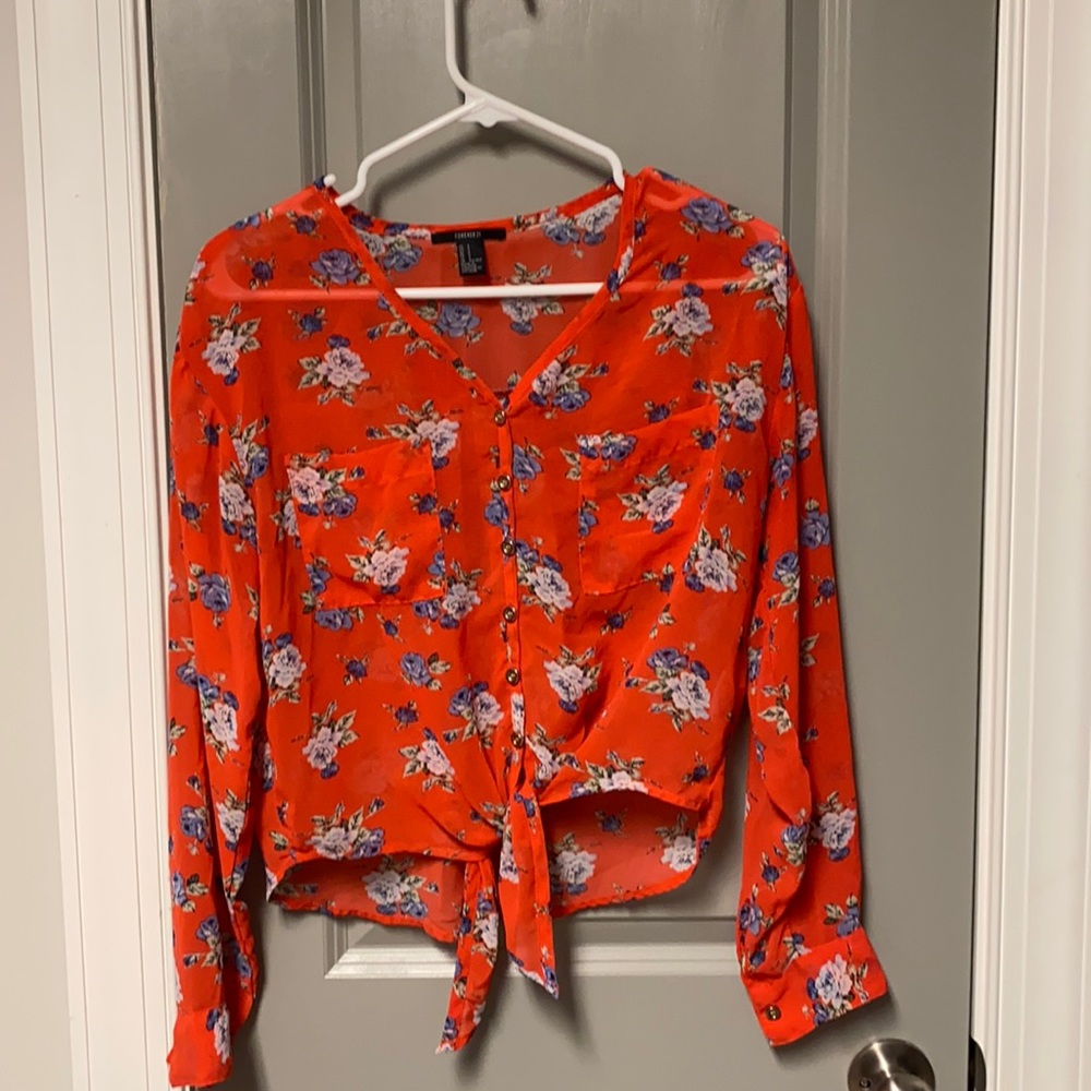 Cropped tie blouse
